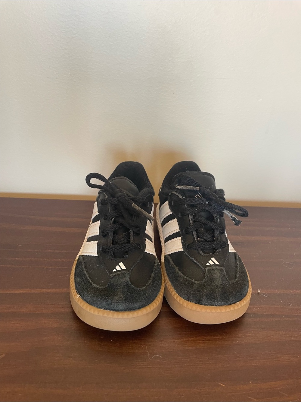 adidas Kids Black & White Classic Sneakers with Gum Sole